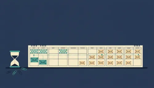 A wide calendar shows busy and quiet weeks, with pay envelopes routed to evenly spaced budget envelopes across months.