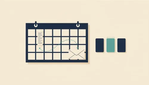 A desk calendar shows a paycheck card before a bill envelope date, with one highlighted app card beside it.